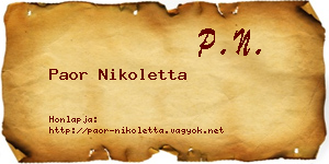 Paor Nikoletta névjegykártya